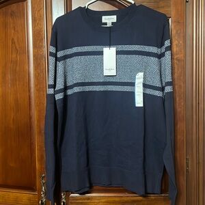 NWT GOODFELLOW & Co blue & White crew neck sweater Size L